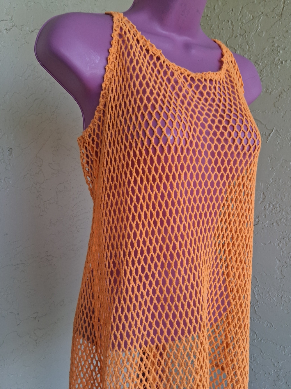 Wild Fable Neon Orange Fishnet Tank Top - Picture 4 of 11